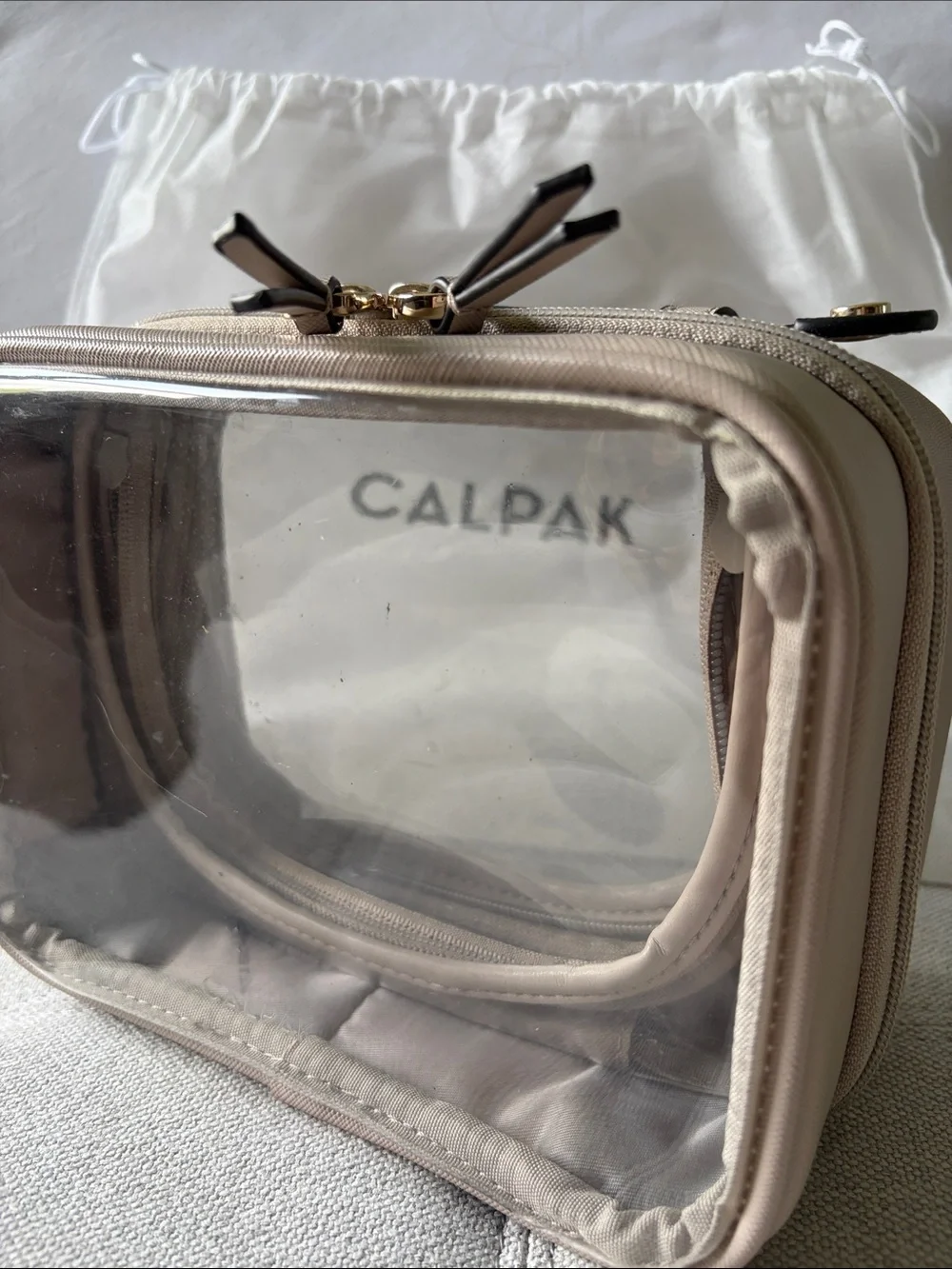 Calpak Small Clear Cosmetic Case in Stone